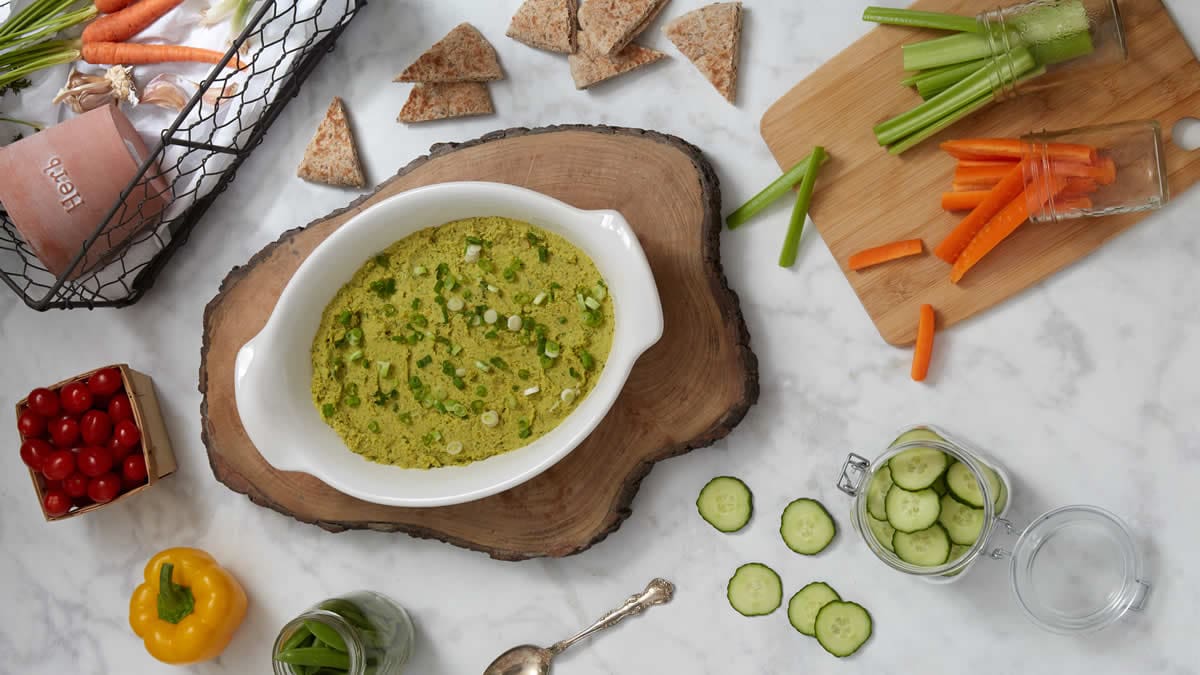 Light Lemony Spring Herb Hummus